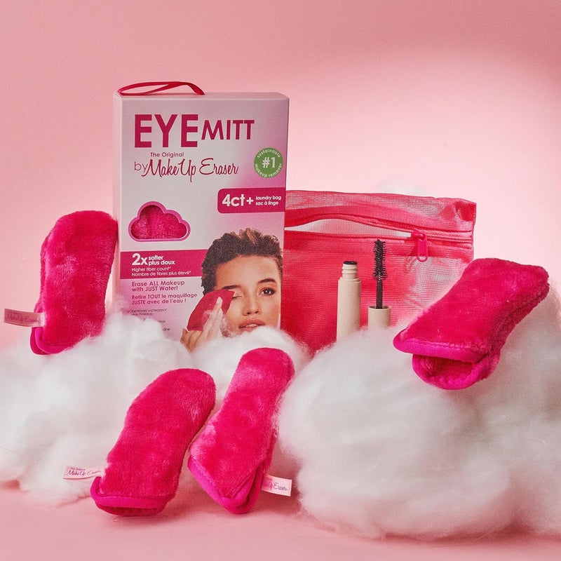 Makeup Eraser Eye MITT by The Original , Erase All Eye Makeup With Just Water, Including Waterproof Mascara, Eyeliner, and More! Pack of 4 Mitts + laundry bag - Image 4